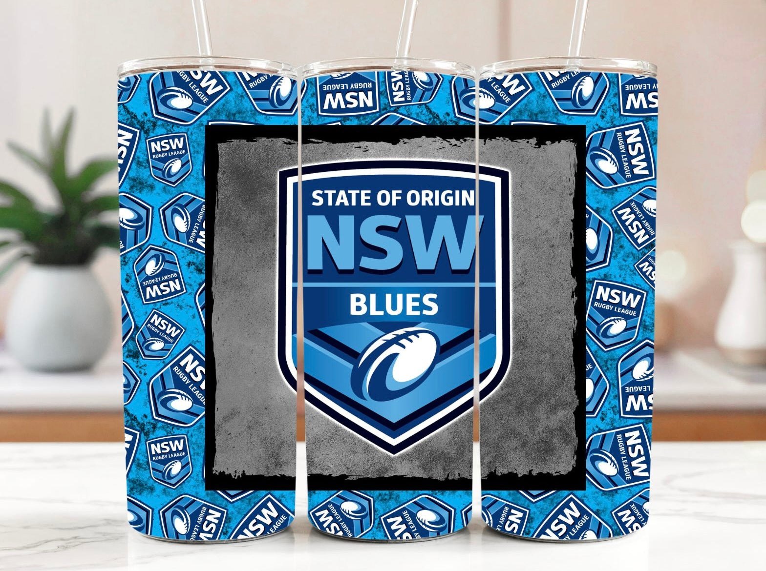 NRL NSW Blues 20oz Stainless Steel Tumbler