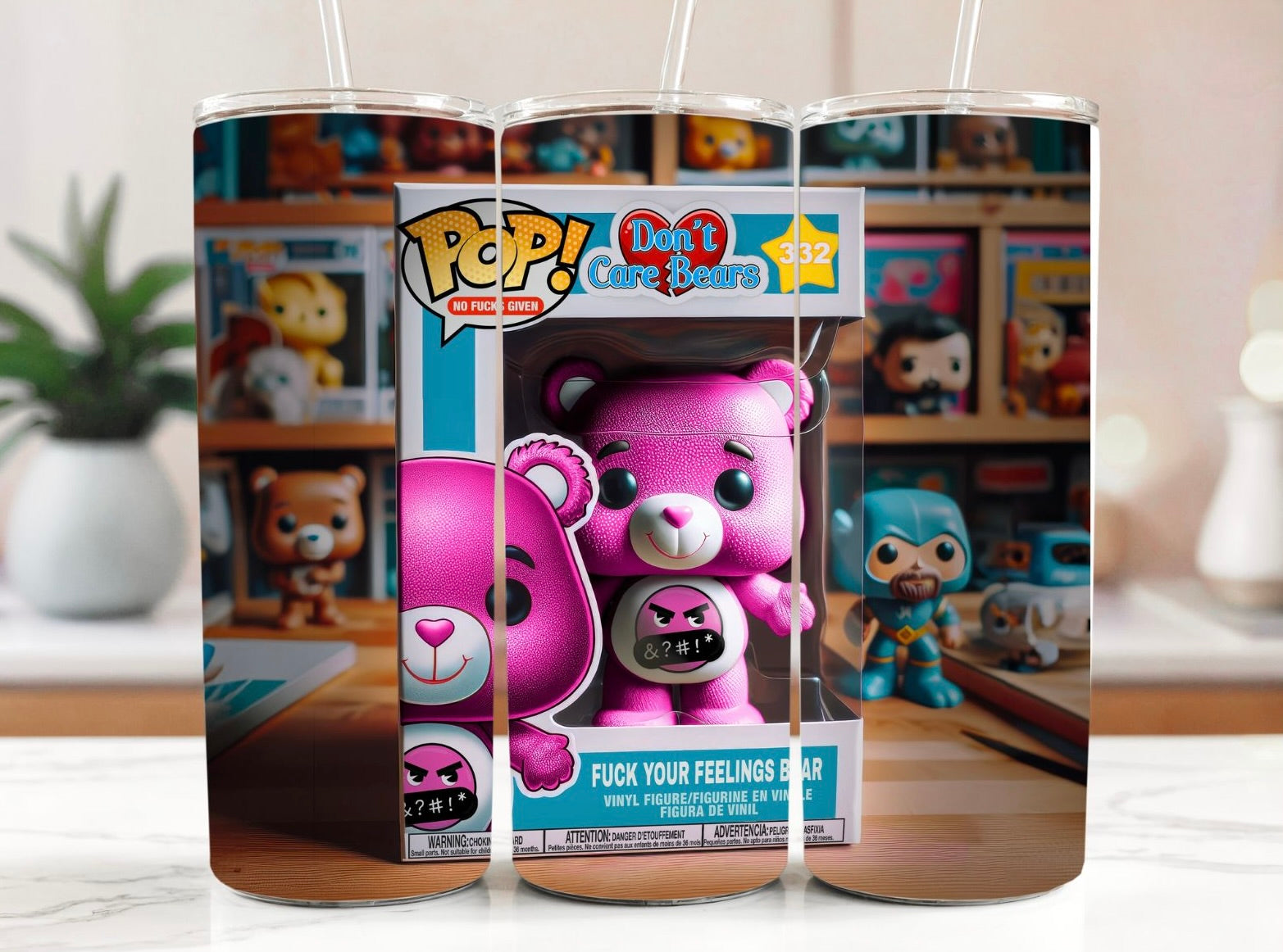 Swear Bears Fuck Your Feelings Bear 20oz Stainless Steel Tumbler