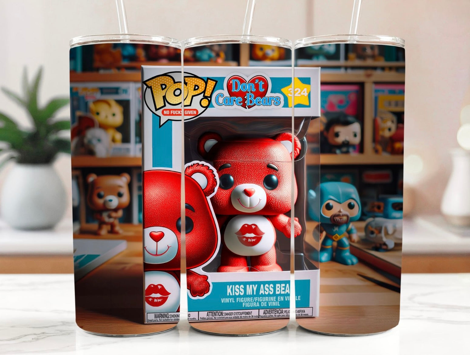 Swear Bears Kiss My Ass Bear 20oz Stainless Steel Tumbler