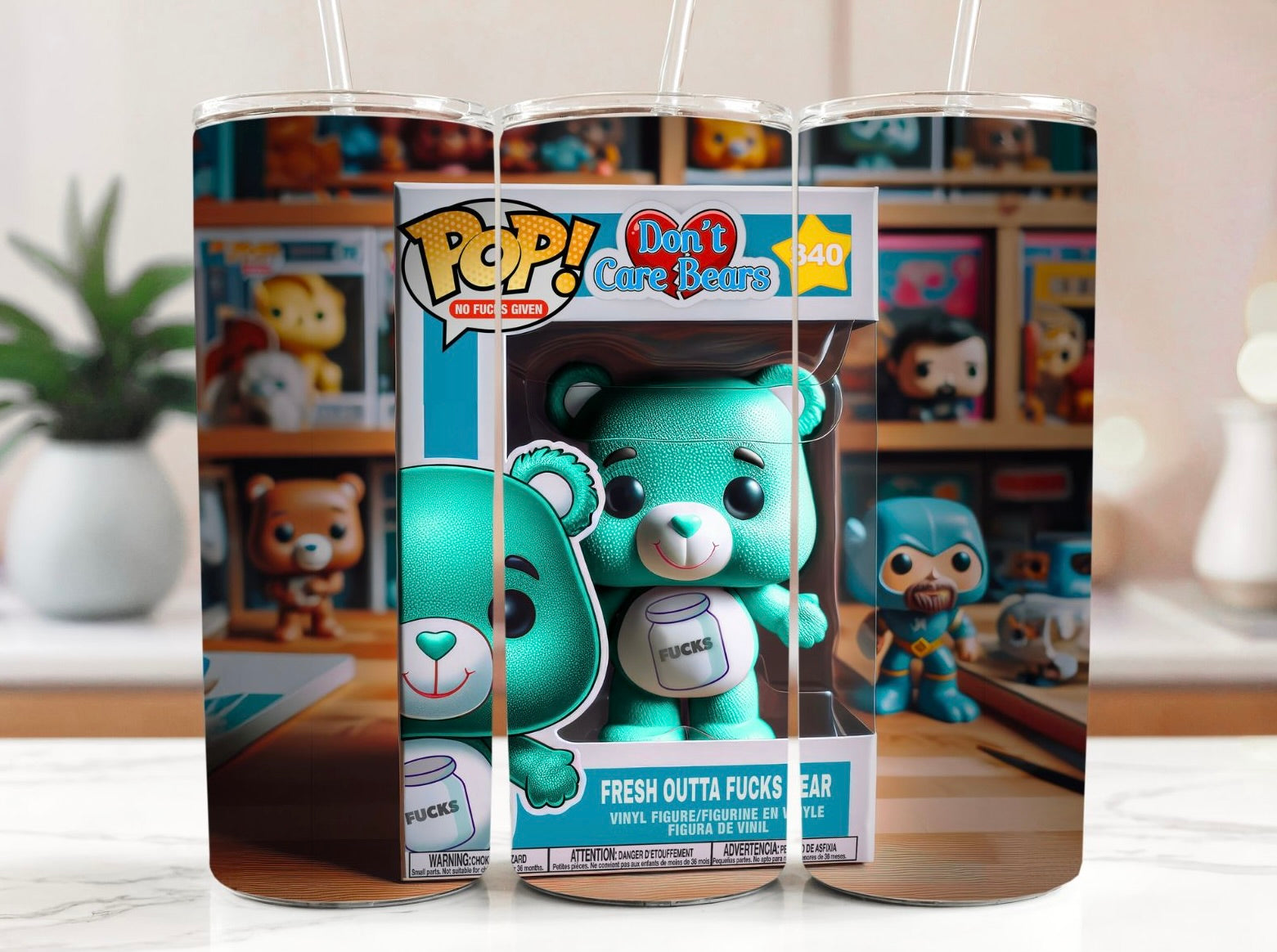 Swear Bears Fresh Outta Fucks Bear 20oz Stainless Steel Tumbler