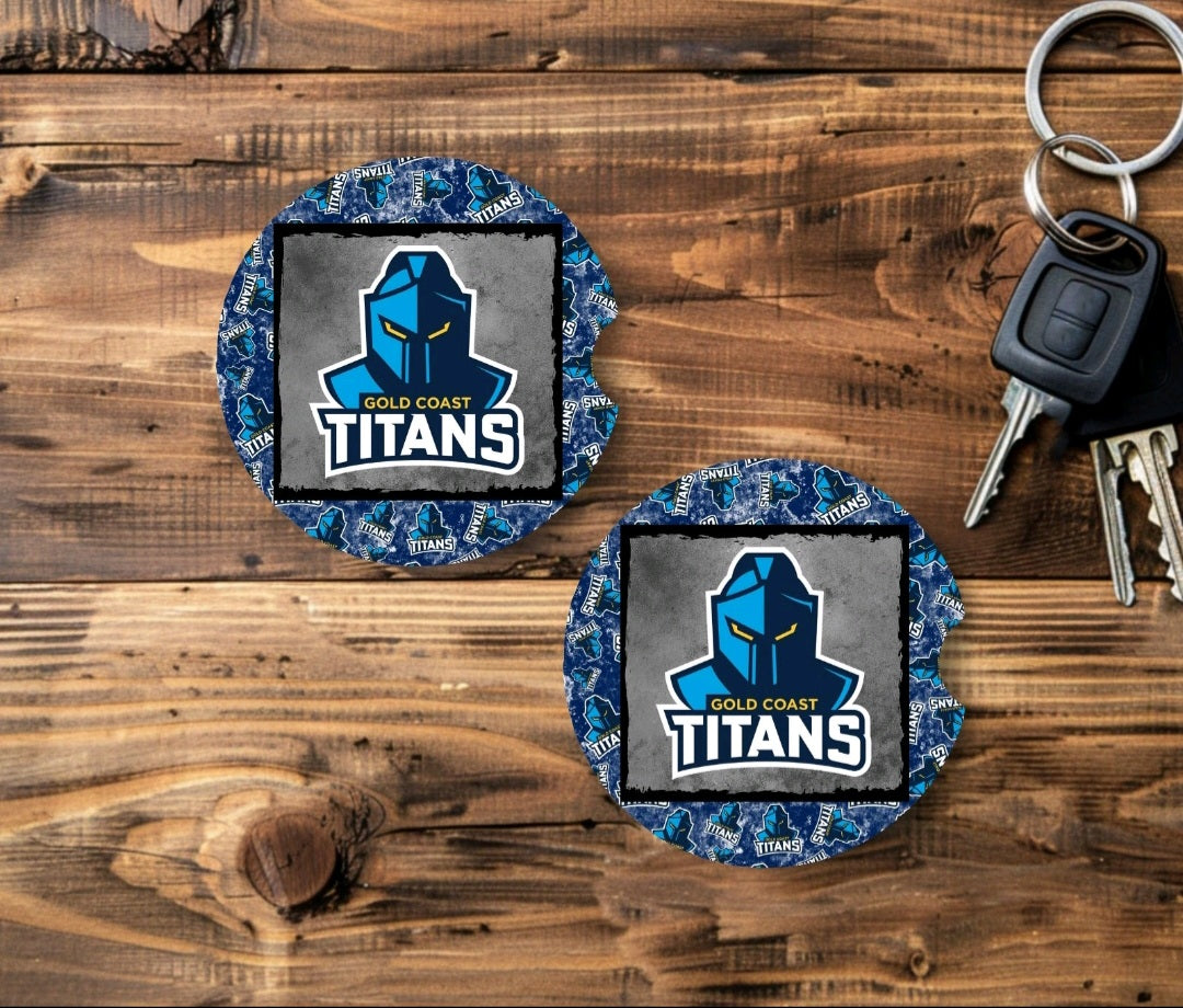NRL Gold Coast Titans Car Cup Coasters Set Of 2