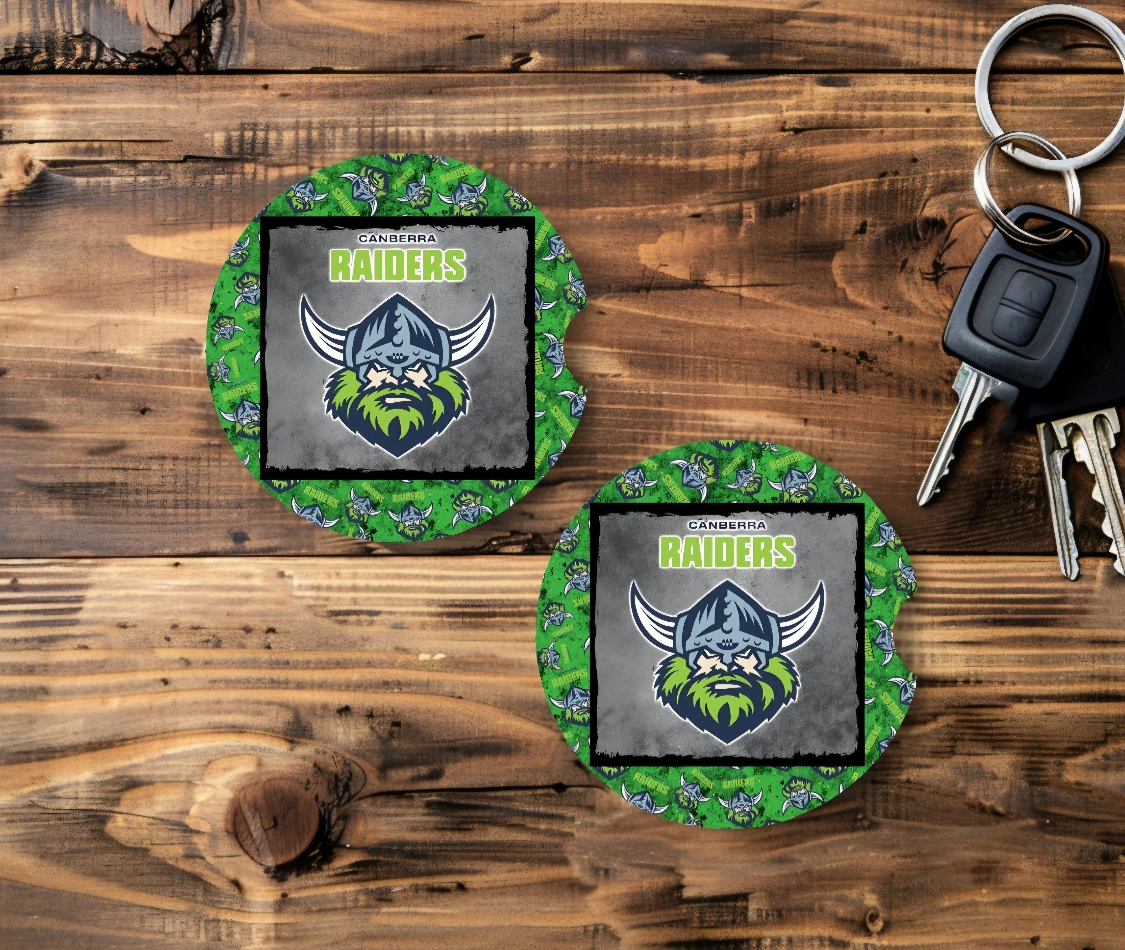 NRL Canberra Raiders Car Cup Coasters Set Of 2
